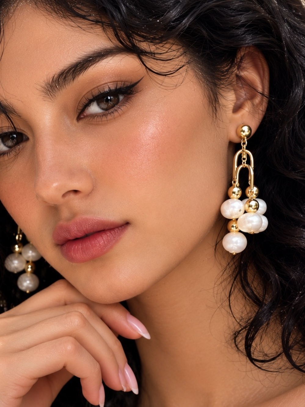 Anthropologie Gold and White Pearl Drop Earrings